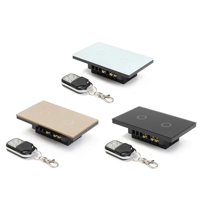 

US Standard Remote Control Switch 2 Gangs 1 Way, Smart Wall Light Switch, Wireless remote control touch light switch