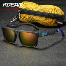 KDEAM Мода года Для мужчин поляризованных солнцезащитных очков площади Брендовая Дизайнерская обувь спортивные солнцезащитные очки Для женщин зеркало UV400 с коробка в форме арахиса