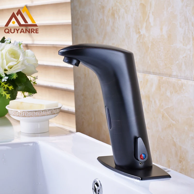 

Blackened Finish Basin Sink Sense Faucets Automatic Sensor Hand Touch Tap Hot and Cold Mixer Sensor Faucet