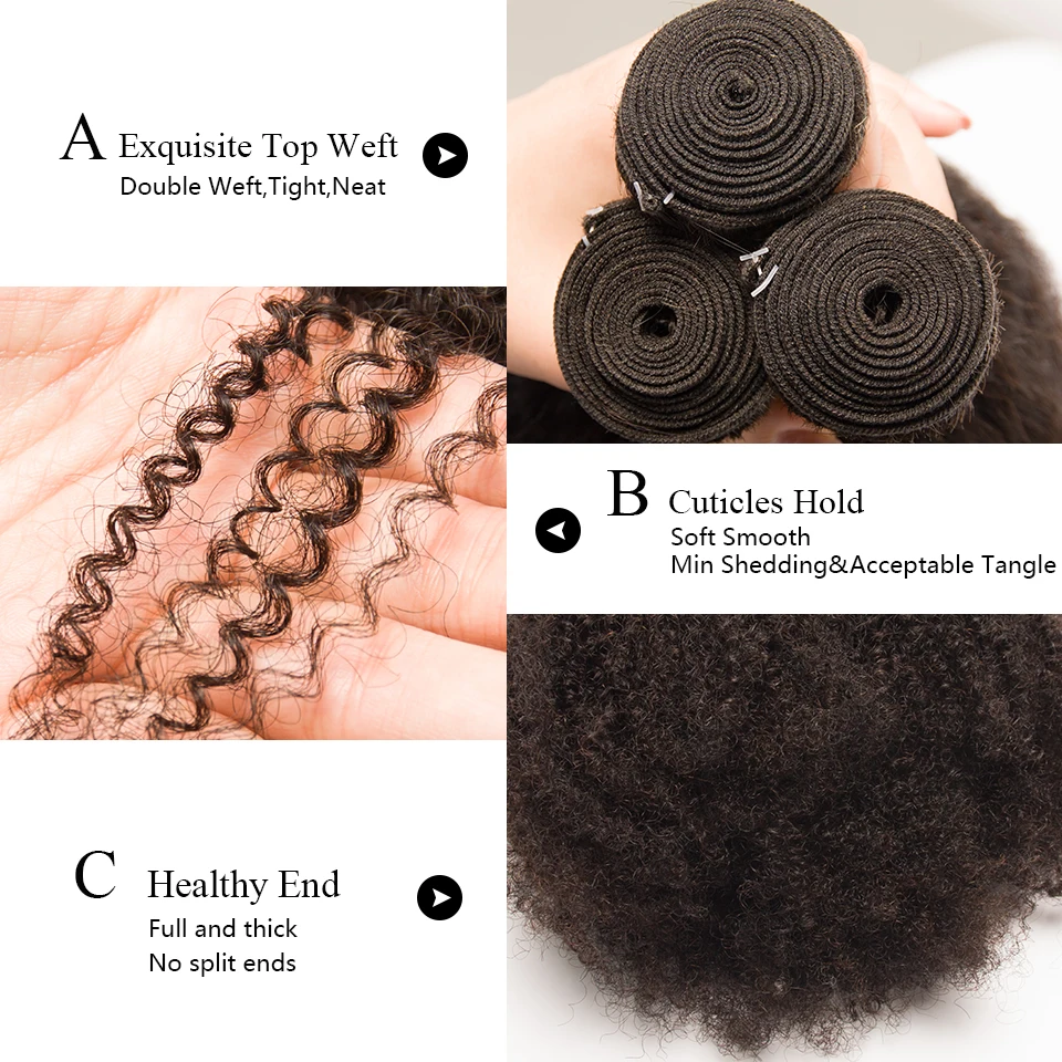 Mongolian Afro Kinky Curly Hair 4b 4c Hair Weaves 3 4pcs Remy
