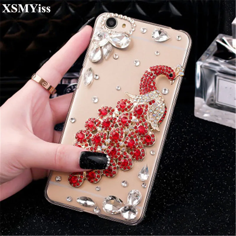 XSMYiss Luxury Peacock Bling Diamond Phone Case For Xiaomi 5X 6X 8 9 SE Lite Max2 Redmi Note 4X 5A 5 6 7 Pro Soft Back Cover |