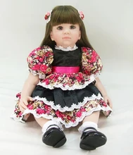 22 inch 55 cm Silicone baby reborn dolls, lifelike doll reborn babies toys Flower dress lovely doll