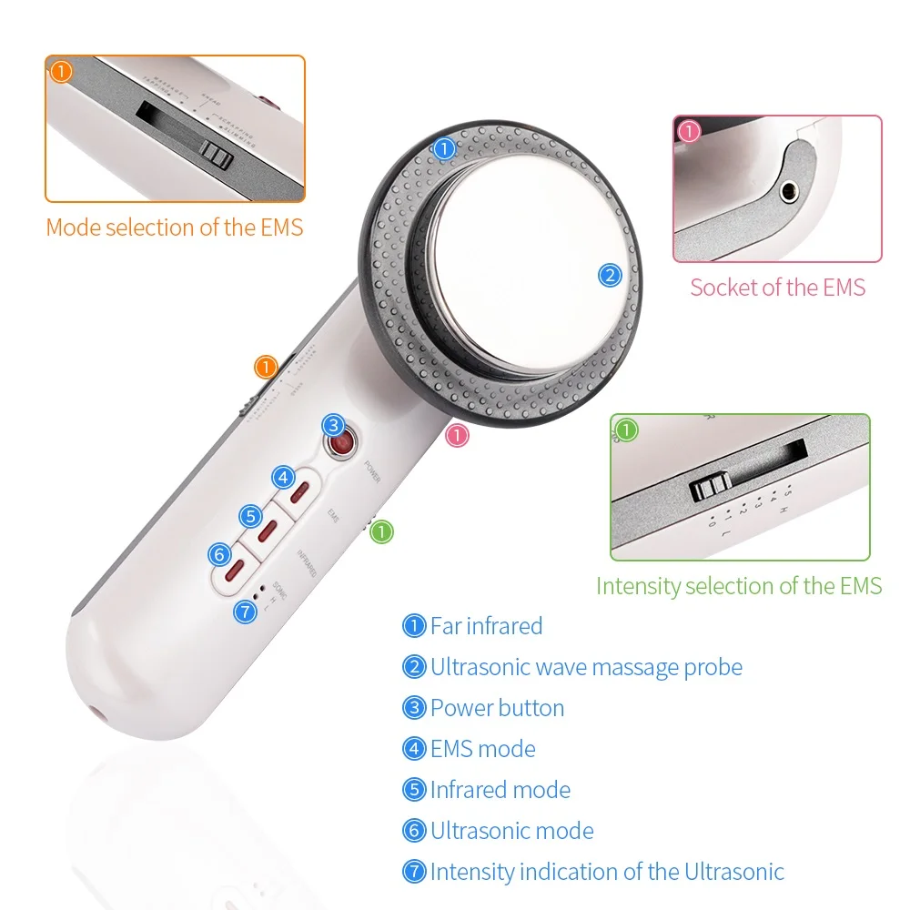 New Ultrasound Cavitation EMS Face Body Slimming Massager Tools Weight Loss Lipo Fat Burner Galvanic Infrared Ultrasonic Therapy