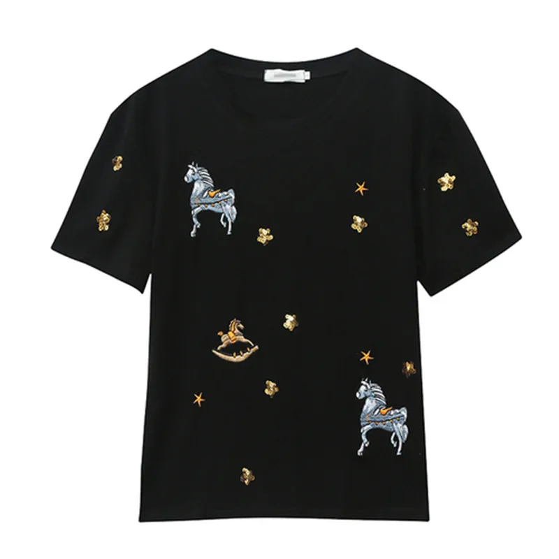 

Fashion sexy Rhinestone t shirt women 2019 Women Diamond Tee Shirt Casual Women Top Tees Femme Woman Clothing