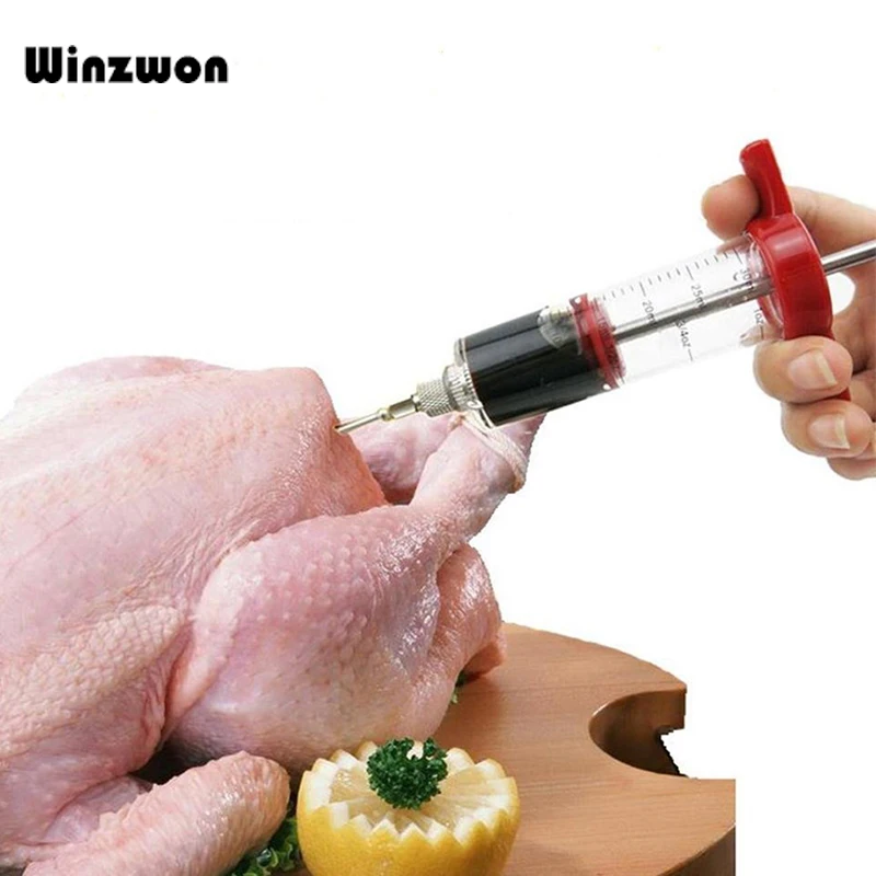 

1Pcs Kitchen Stainless Steel Meat Syringe Marinade Tools Turkey Chicken Flavor Syringe Meat Injector Needles Cooking Accessories