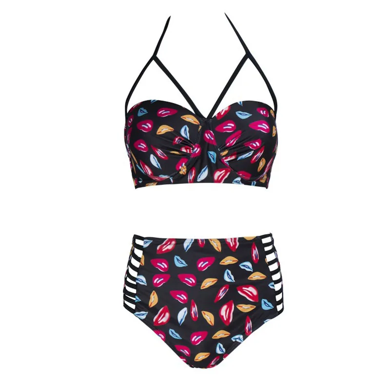 Halter Swimwear Women 2018 Plus Size 3XL Brazilian Print Bikinis Mujer Push Up Swimsuit Female High Waist Big Size 4XL Beachwear