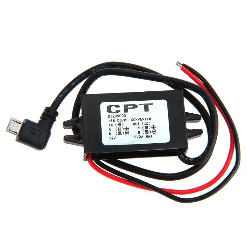 DC-DC Converter 12V to 5V 3A Step Down Power Supply Module Micro USB Waterproof