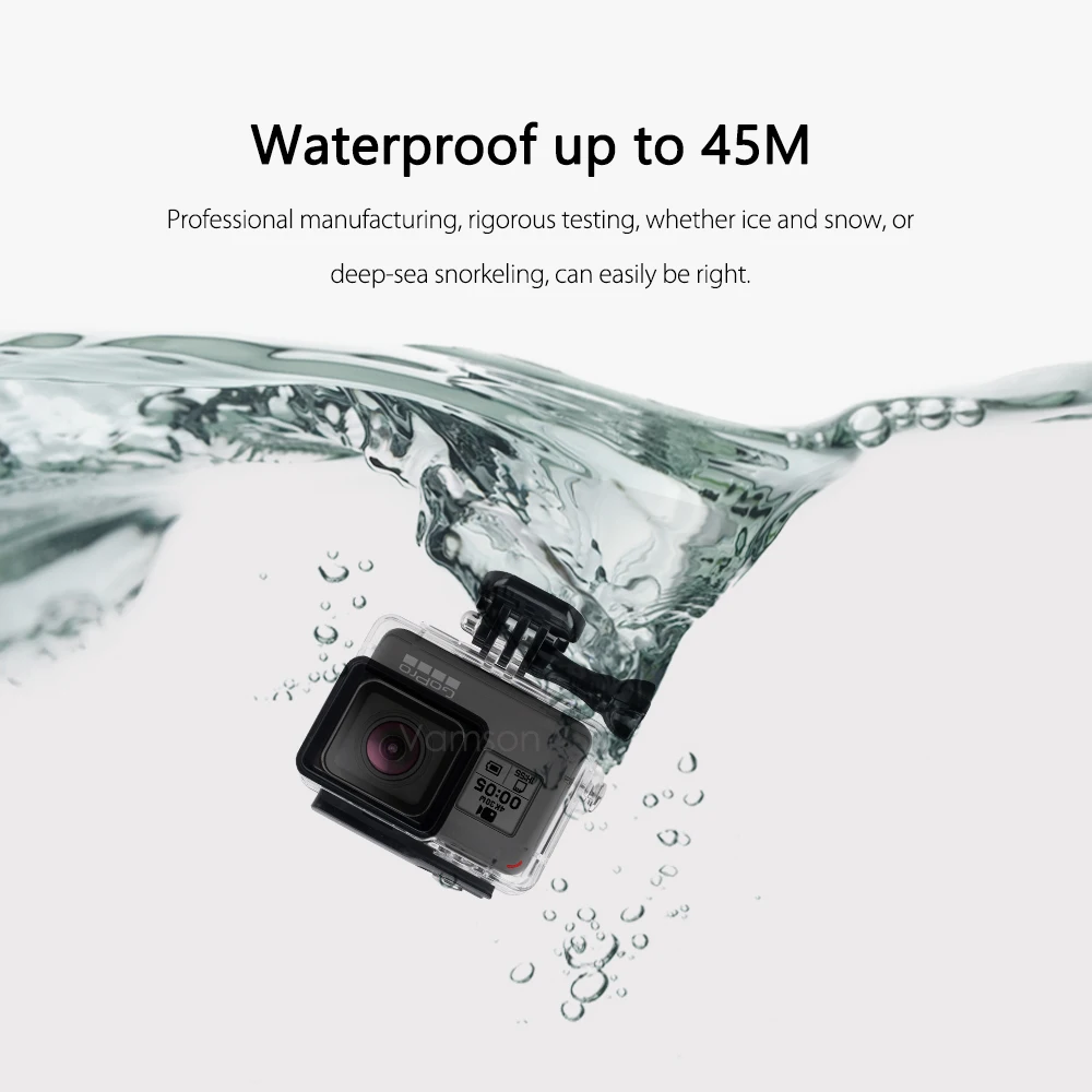 Vamson ل Gopro بطل 6 5 7 الأسود 45 M تحت الماء للماء حالة الكاميرا الغوص الإسكان جبل ل GoPro التبعي VP630