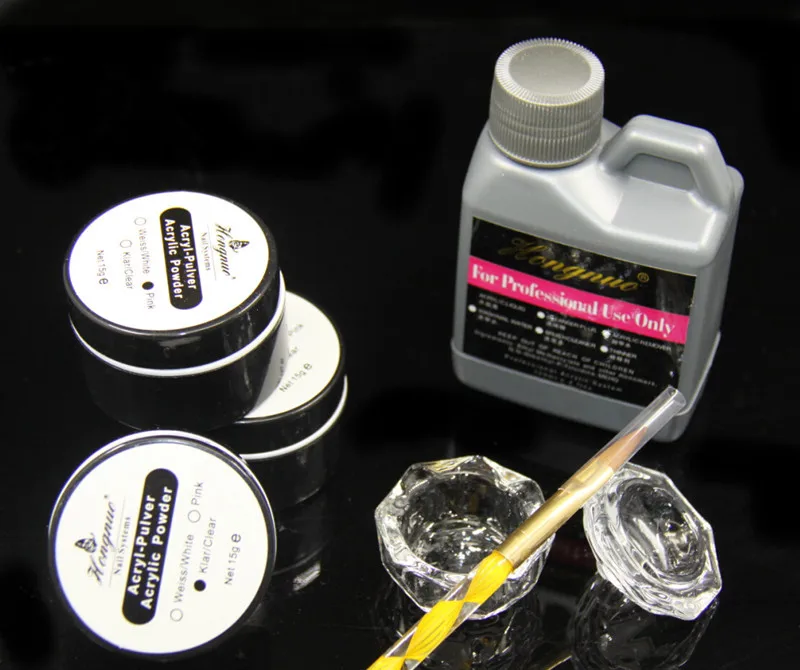 

Free Shipping Nail Beauty Art Kit Acrylic Liquid Crystal Dappen Powder Brush Pen Dish DIY Tool Set