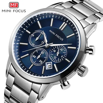 

MINI FOCUS Mens Watches Top Brand Luxury Fashion Quartz Wrist Watch Men Waterproof Stainless Steel Reloj Hombre Blue