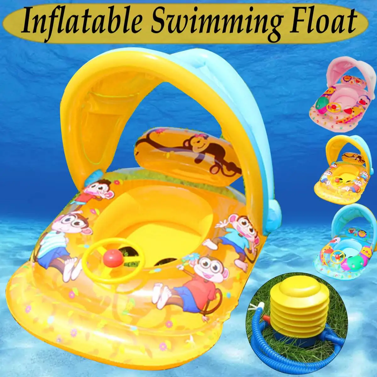 

Kids Baby Summer Swimming Pool Swimming Ring Inflatable Swan Swim Float Water Fun Pool Toys Swim Ring Seat Boat Sport for 3-6Y