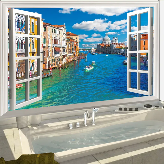Creative Mediterranean Fake Window Wall Stickers Living Room Tv Sofa Creative Mediterranean Fake Window Wall Stickers Living Room Tv Sofa Background Decor Kid S