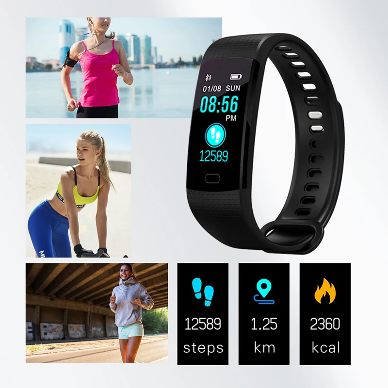 Sports Fitness Activity Pedometer Heart Rate Tracker Blood Pressure Smart Watch MNWT Brand IP67 Waterproof for IOS Android