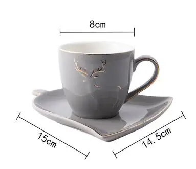 160 мл legant кофейная чашка с блюдцем Золотая инкрустация Лось Олень птицы чашки - Цвет: D