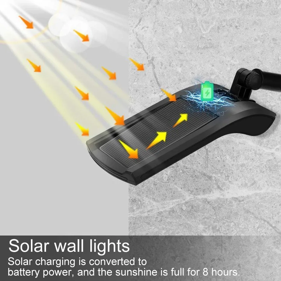 Светодиодный светильник на солнечной батарее, настенный светильник с датчиком движения PIR, регулируемый на 180 градусов, водонепроницаемый, IP65, для двора, для дома, сада, Солнечная лампа