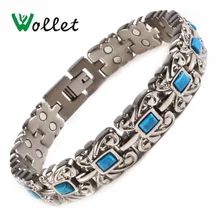 Ювелирные изделия Wollet, турецкий камень, магнитные браслеты из чистого титана, браслет для мужчин и женщин, магнит для здоровья, целебная энергия, серебряный цвет