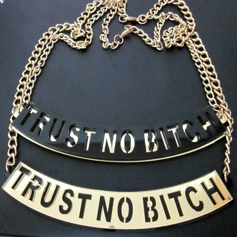 

fashion acrylic alphabet letter trust no bitch necklace
