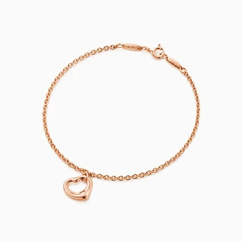 

Original 100% S925 Sterling Silver Bracelet Open Heart Love Bracelet Women Logo Fine High-End Jewelry Valentines Birthday GIFT