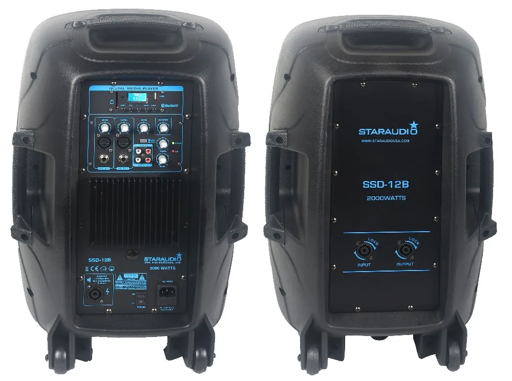 pair 12inch 2000w pa dj stage party disco clubs powered speakers