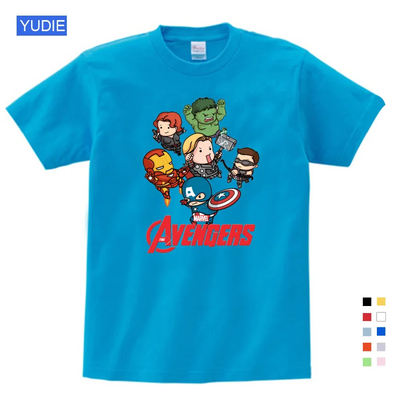 

Free Shipping 2019 T-shirt Superman/Batman/spider Man/captain America /Hulk/Iron Man / T Shirt Boy Girls Printing T-shirt YUDIE
