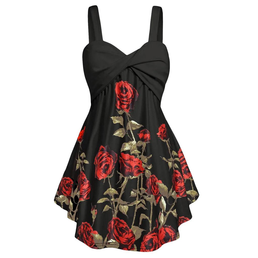 

Plus Size Women Blouses 2019 Summer Floral Printed V-Neck Sleeveless Tops Shirts Casual Slim Blouse Blusas Femininas #Z