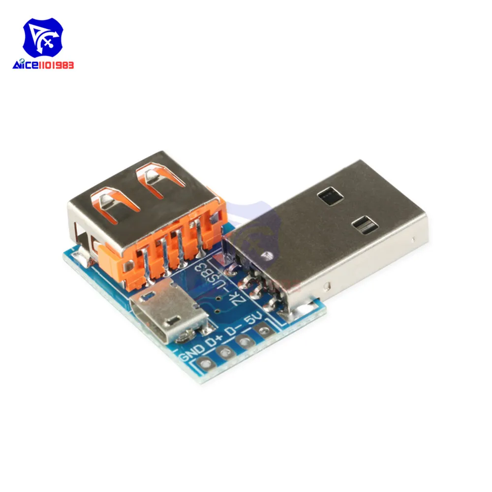 

Micro USB to USB Type A Male to USB Type A Female to 2.54mm 4Pin Header Terminal Interface Converter Module Breakout Board