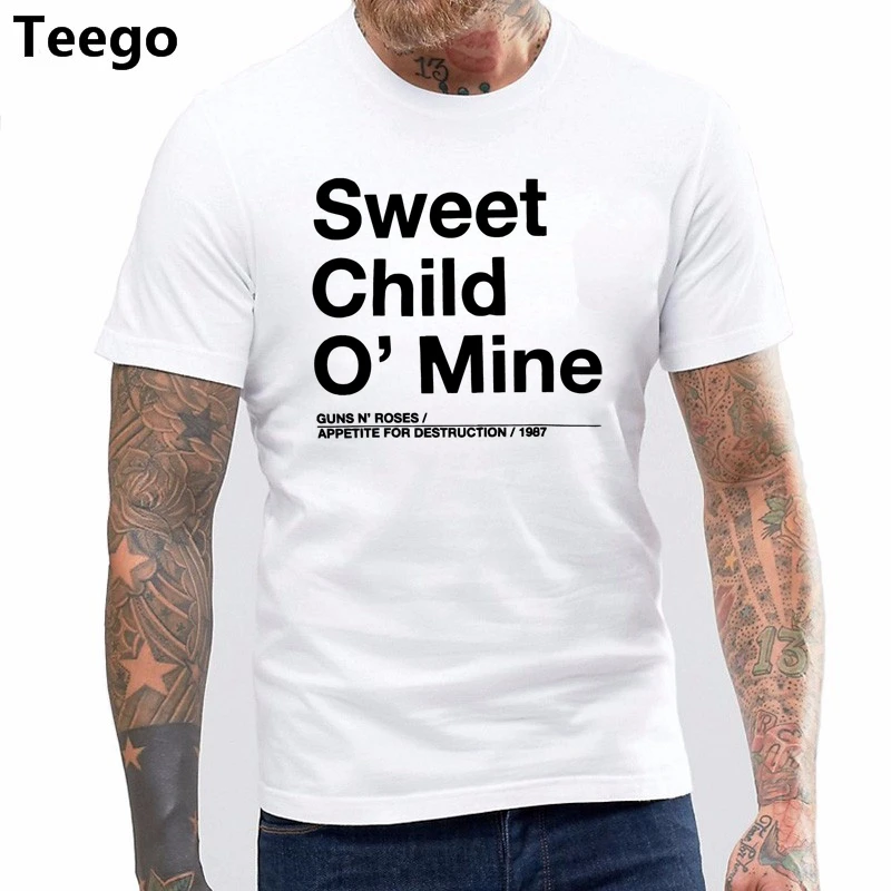 GUNS N ROSES/белая обтягивающая футболка с надписью «SWEET CHILD», новая официальная футболка для взрослых