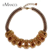 eManco acrylic beads choker necklace multilayer chain crystal bead coffee short statement necklaces for women bisuteria mujer