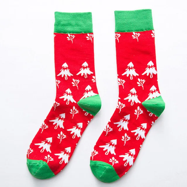 100 пар, рождественские женские носки Kawaii, забавные рождественские носки с елкой, оленем, пряниками, снежинками, лосем, конфетами, тростником, подарочные носки - Цвет: D