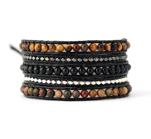 Mens Beaded Bracelet Mixed Natural Stones Multilayer Wrap Bracelets Mens Beaded Bracelet Mixed Natural Stones Multilayer Wrap Bracelets Bohemia Weaving Inspirational Dropship