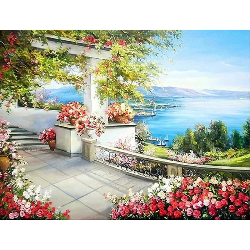 

H1825 full square diamond painting,dimond painting full square,diamond embroidery Garden corridor