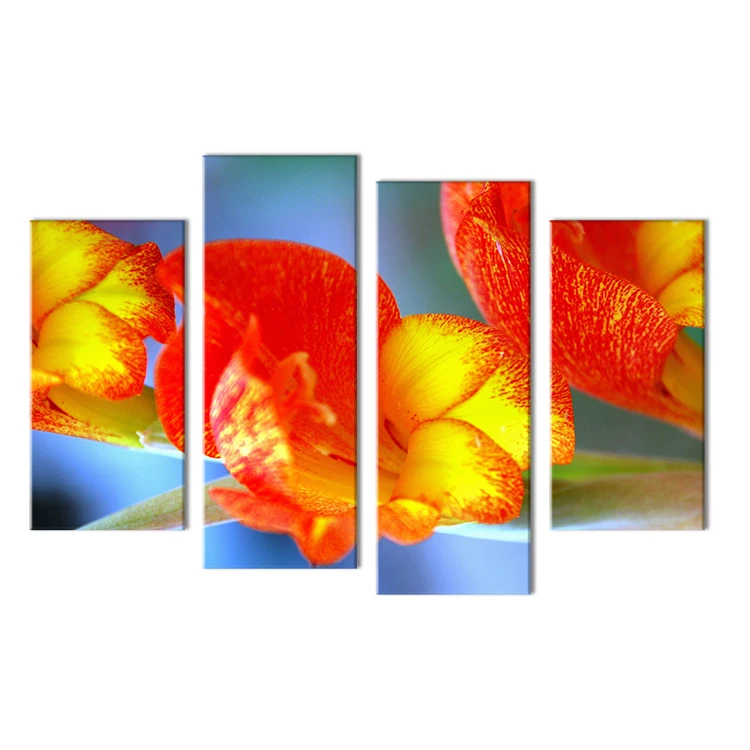4PCS high quality paints red flowers Wall painting print on canvas for home decor ideas paints