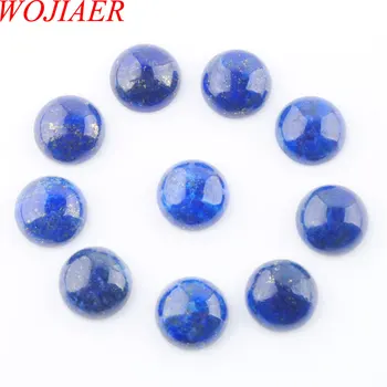 

WOJIAER Lapis Lazuli Round 12mm Cabochon Beads Natural Stone Healing Bead Fit for Women Men DIY Handmade Jewelry 50PCS PU8202