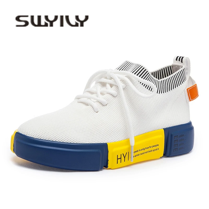 Женские кроссовки SWYIVY вязаные дышащие на платформе Новинка осени 2019|Кроссовки и
