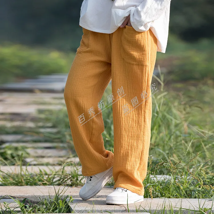 Весна 2018 хлопок женские новые свободные универсальные оригинальные двойные Хлопковые женские прямые брюки 2167
