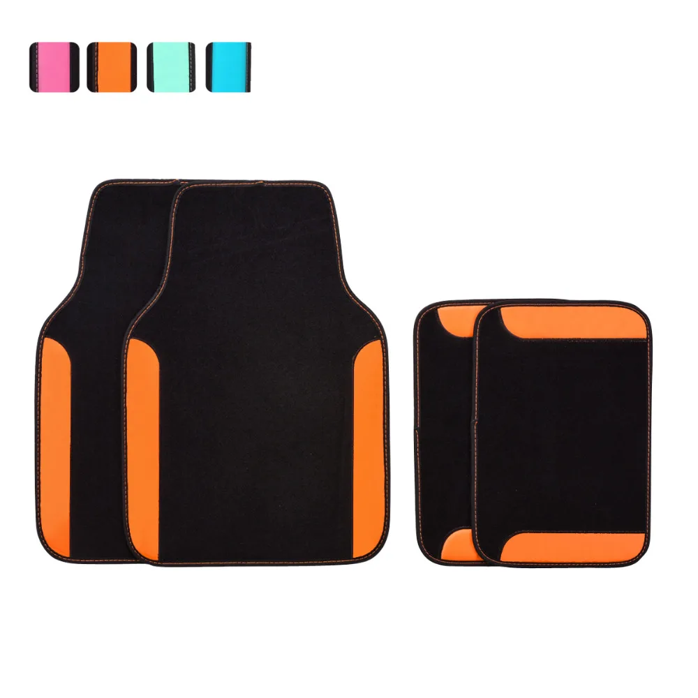 Car pass Rainbow Car Floor Mats Pvc Leather Blue Pink Orange Car Rugs