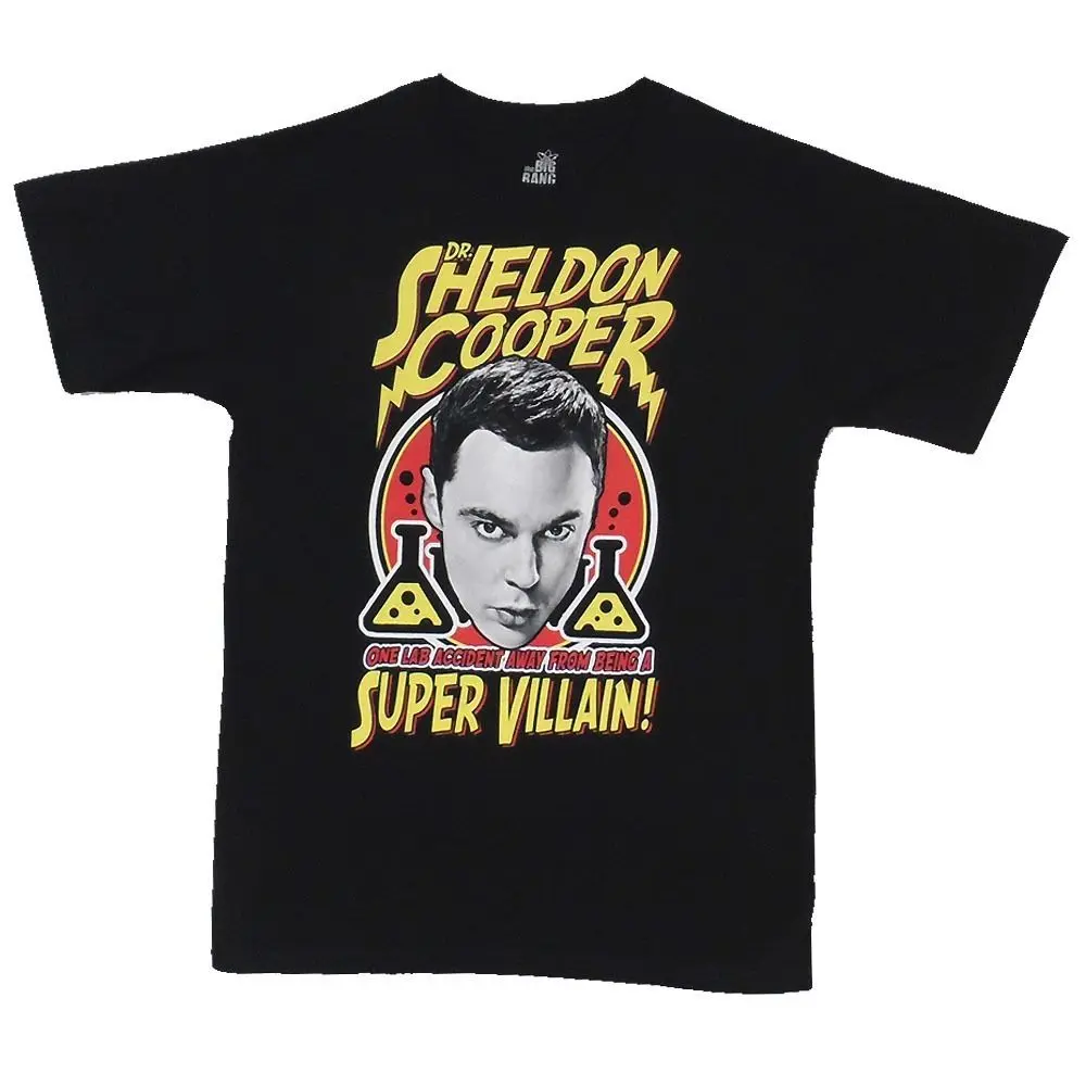 Футболка для взрослых Dr Sheldon Cooper Super Villian Лицензированная футболка бесплатная