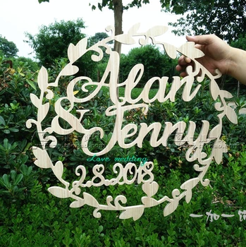 

Wedding wooden chair sign garland shape wedding chair sign bride and groom table decoration wedding decoration