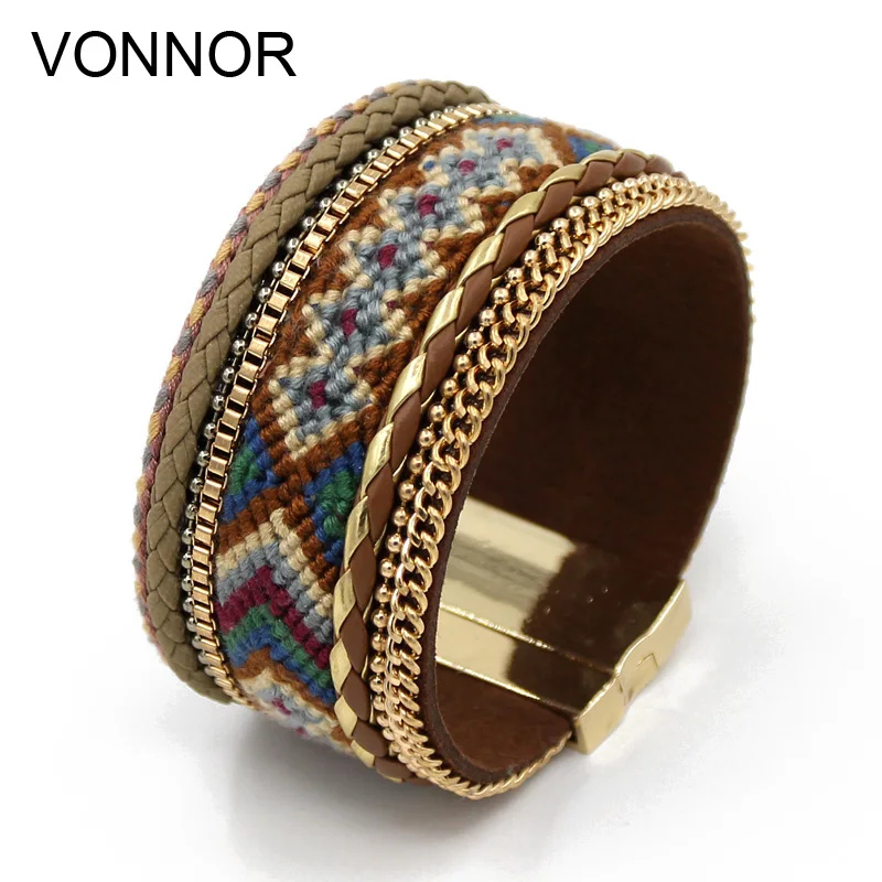

Bracelet Jewelry for Women Vintage Chain Leather Bangles Bracelets Weaving Thread Velvet Wrap Bracelets Femme Accessories