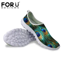 FORUDESIGNS/модное перо павлина дизайн женская повседневная сетчатая обувь летняя пляжная обувь Женская легкая обувь на плоской подошве