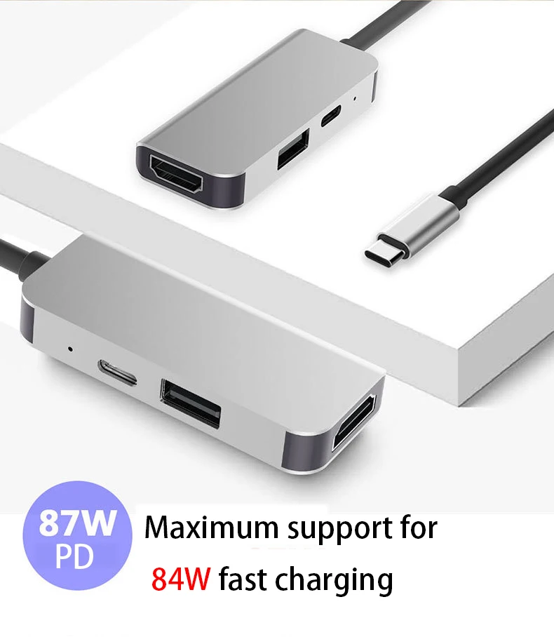 3 в 1 USB C type C к HDMI 4K адаптер док-станция USB3.0 PD втулка для быстрой зарядки Thunderbolt 3 для Macbook pro huawei Matebook samsung s9