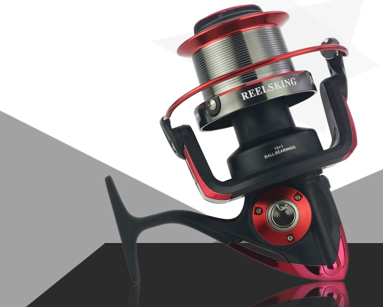 Roda de Fiar Distante sem Intervalos de Metal Carretel de Pesca Roda de Pesca de Mar Isca de Rock 13bb + 1cnc Pesca Bobinas Cheia Série af 8000 13 1CNC distante Sem Intervalos de metal Cheia