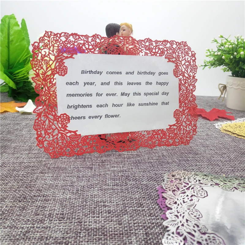 

10pcs Happy Birthday Postcard Greeting Gift Cards Blank Paper 3D Handmade Pop Up Laser Cut Vintage Invitations Custom 7ZH13