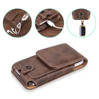 Universal Pouch Leather Phone Case For iPhone XS 11 Pro Max 6 7 8 Plus Waist Bag Magnetic Belt Clip Holster Cover for Redmi Note 1