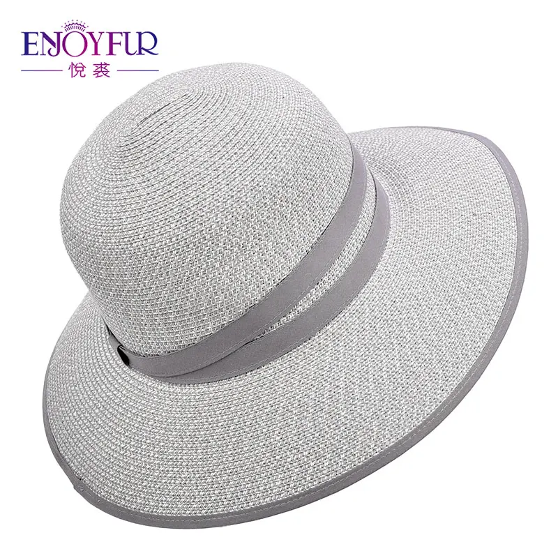 ENJOYFUR ведро шляпа от солнца для Для женщин Летняя легкая и дышащая широкими полями Шапки хорошее качество складной Лето Шапки - Цвет: 08