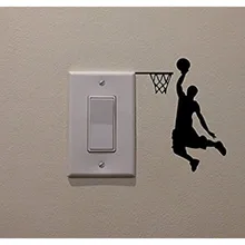 Cartoon Basketbal Speler Dunk Muursticker Voor Home Decoratieve Vinyl Woonkamer Muur Decor Stickers Schakelaar Stickers
