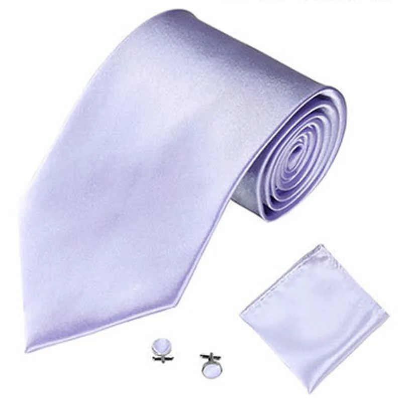 Мужские галстуки Запонки Hanker набор 10 см простой шейный галстук для свадьбы бизнес карман квадратные Галстуки носовые платки галстук жениха - Цвет: 26 light purple