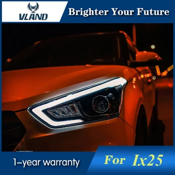 

2Pcs Headlights For Hyundai Creta 2015 LED Headlight IX25 Head Lamp LED Daytime Running Light LED DRL Bi-Xenon HID