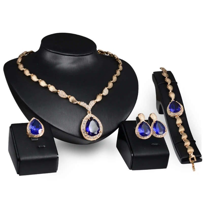 

Wedding Bridal Jewelry Set Pendant Necklace Earring Bracelet Ring