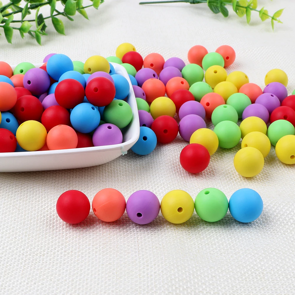 buy TYRY.HU 30pcs Silicone Beads Baby Teething Teether Pacifier Chain Loose Bead Silcone Teething Beads BPA Free 9 12 15mm